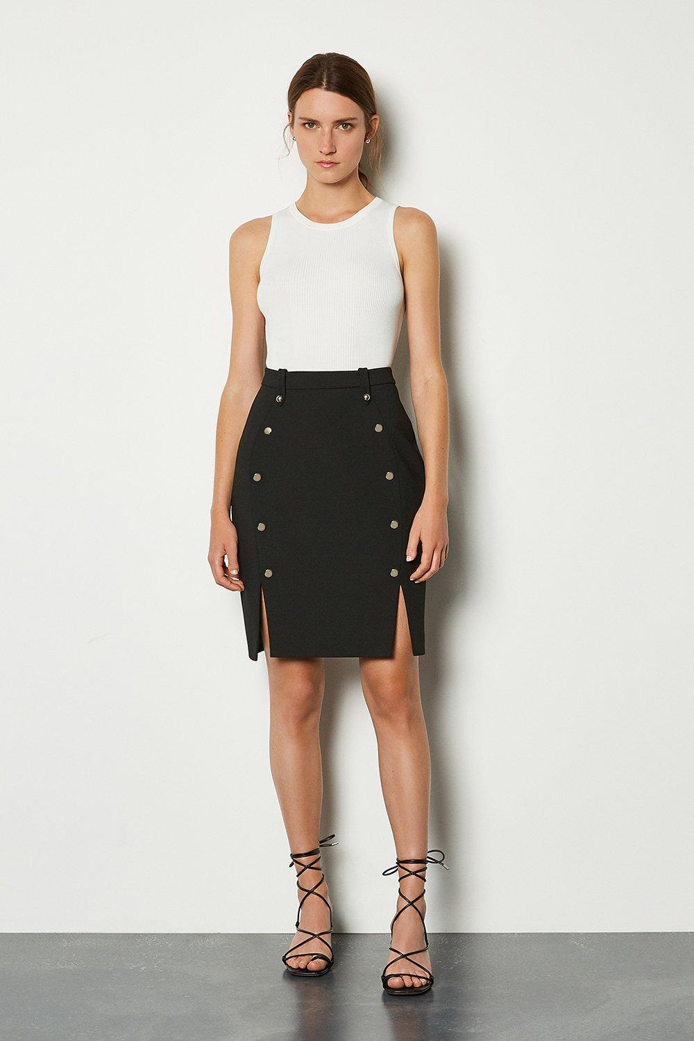 Tailored Button Mini Skirt | Karen Millen