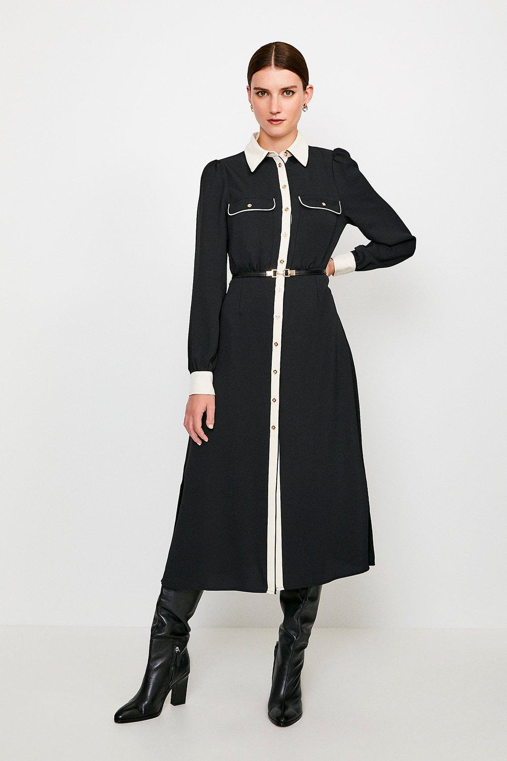 black smart shirt dress