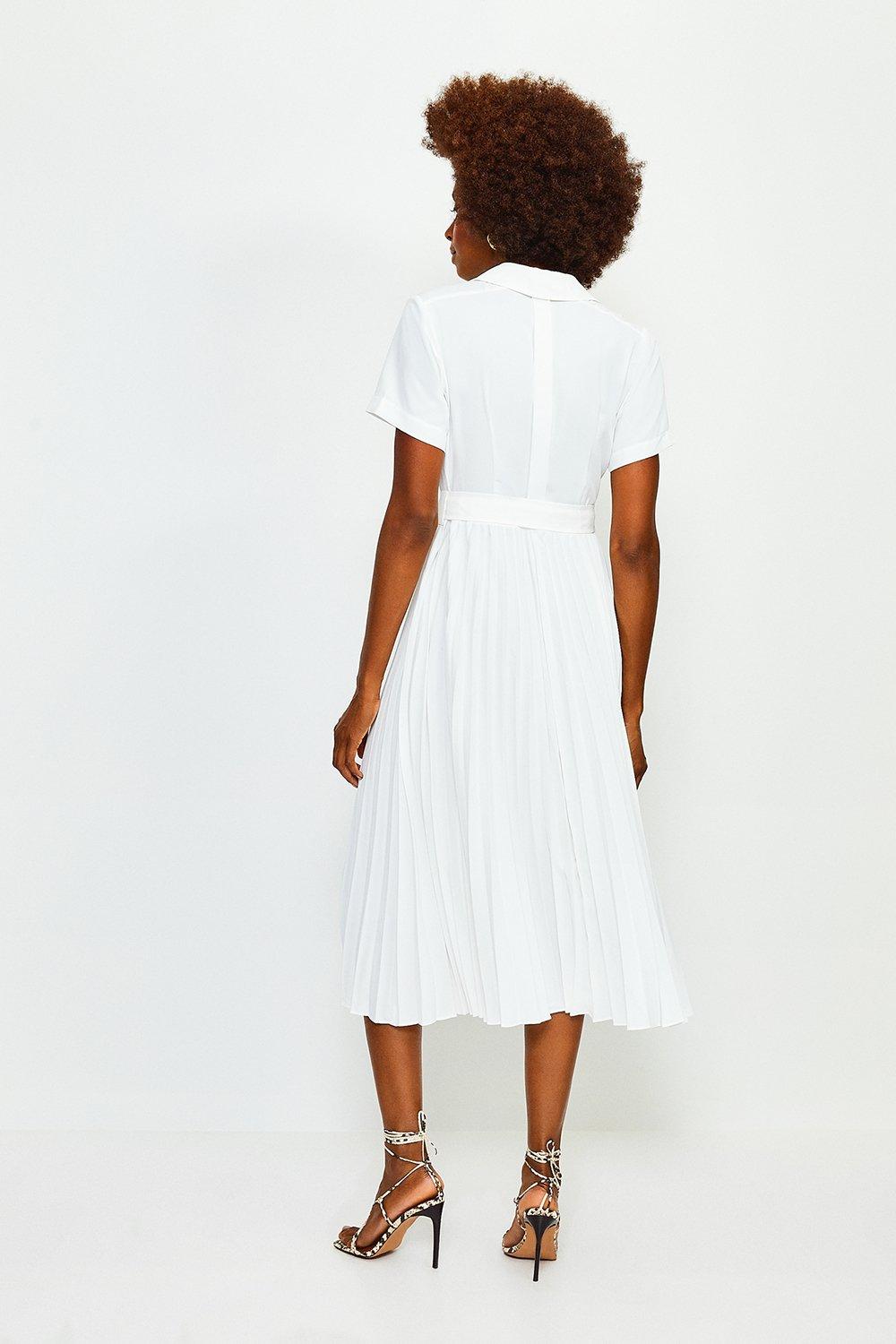 karen millen pleated midi shirt dress