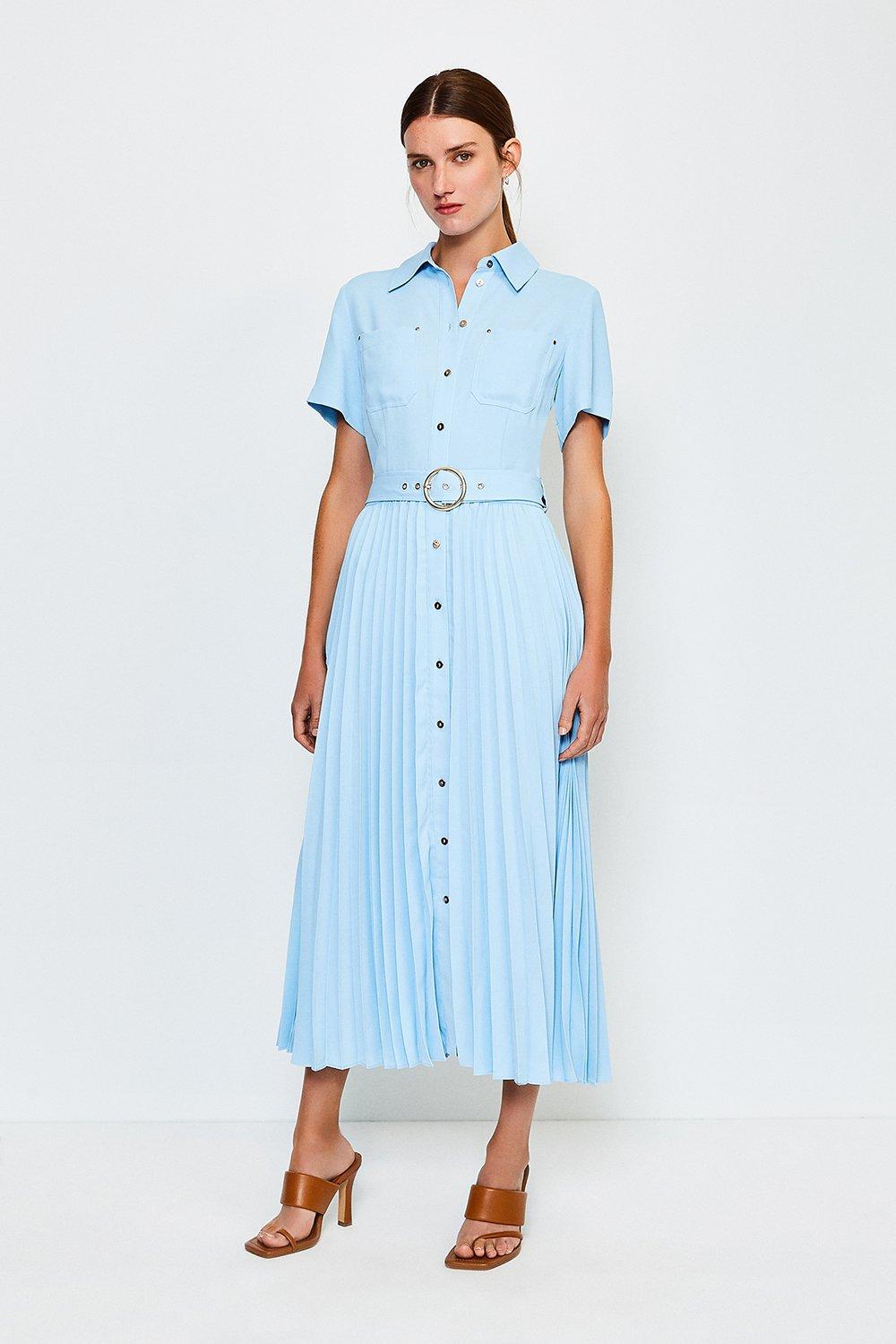 karen millen pleated midi shirt dress