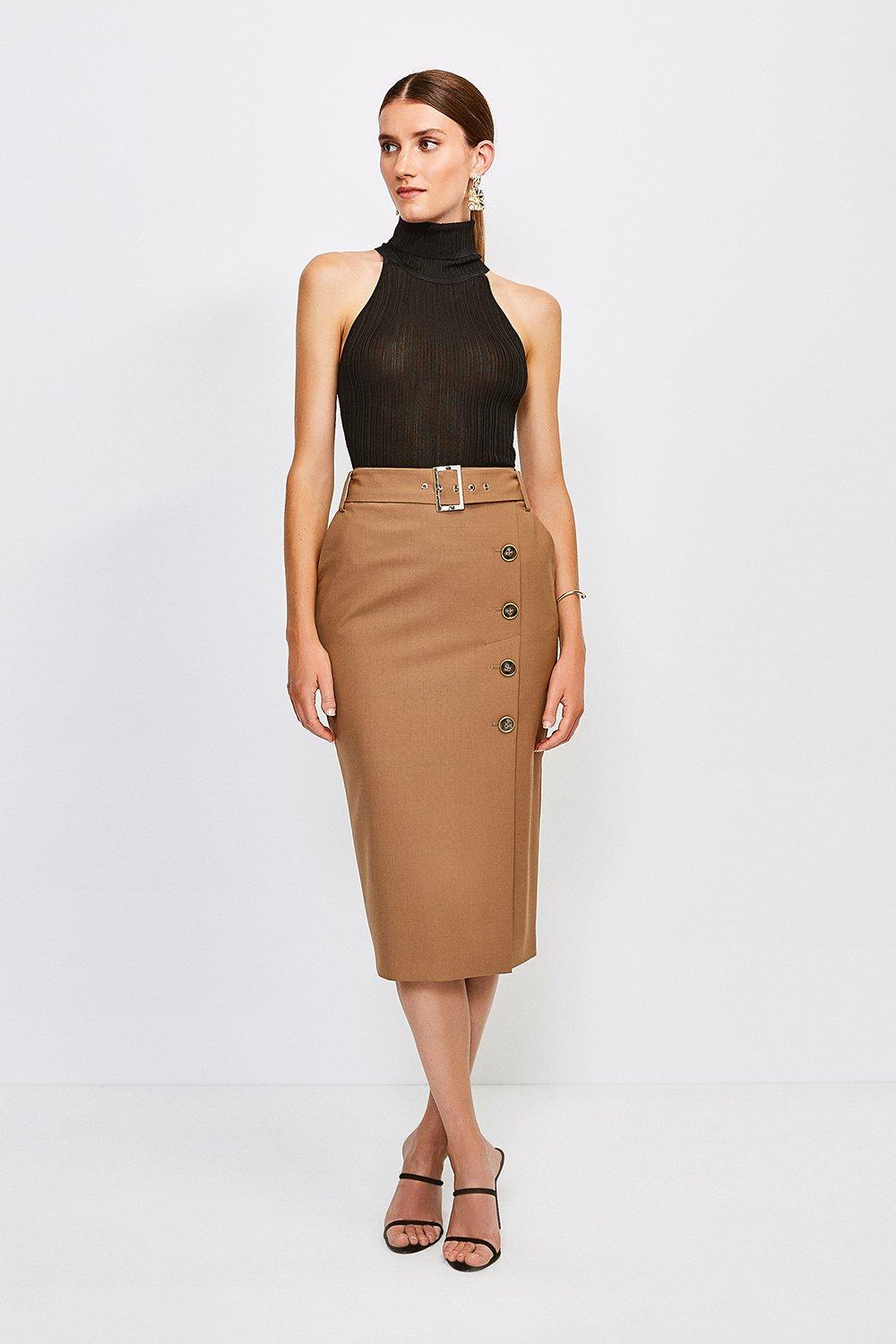 karen millen leather belt pencil dress