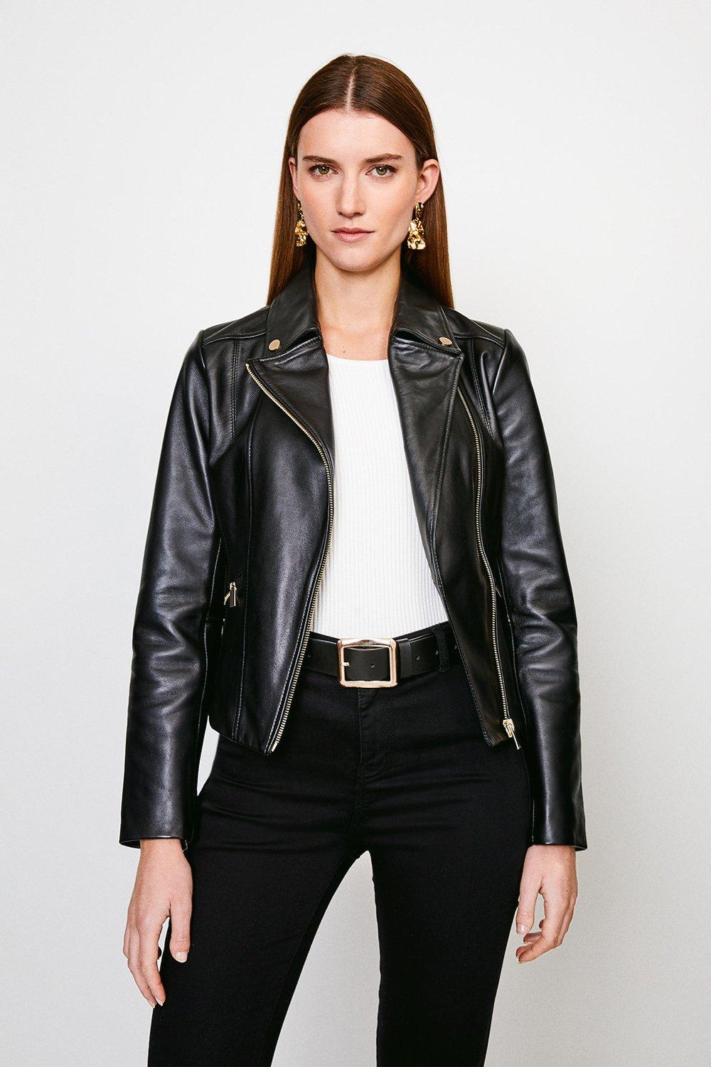 Classic Leather Biker Jacket | Karen Millen