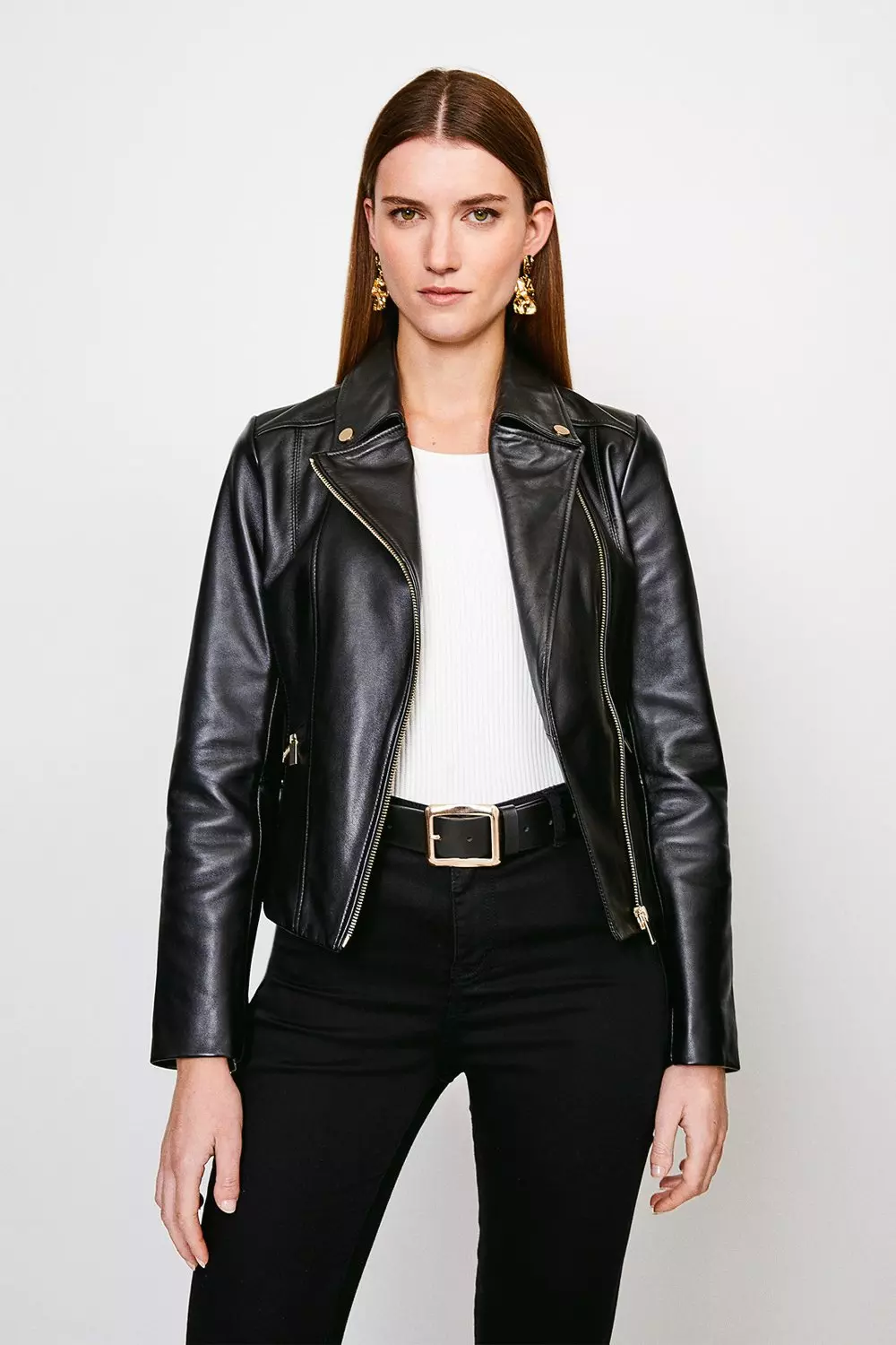 faktor Kælder kommando Classic Leather Moto Jacket | Karen Millen