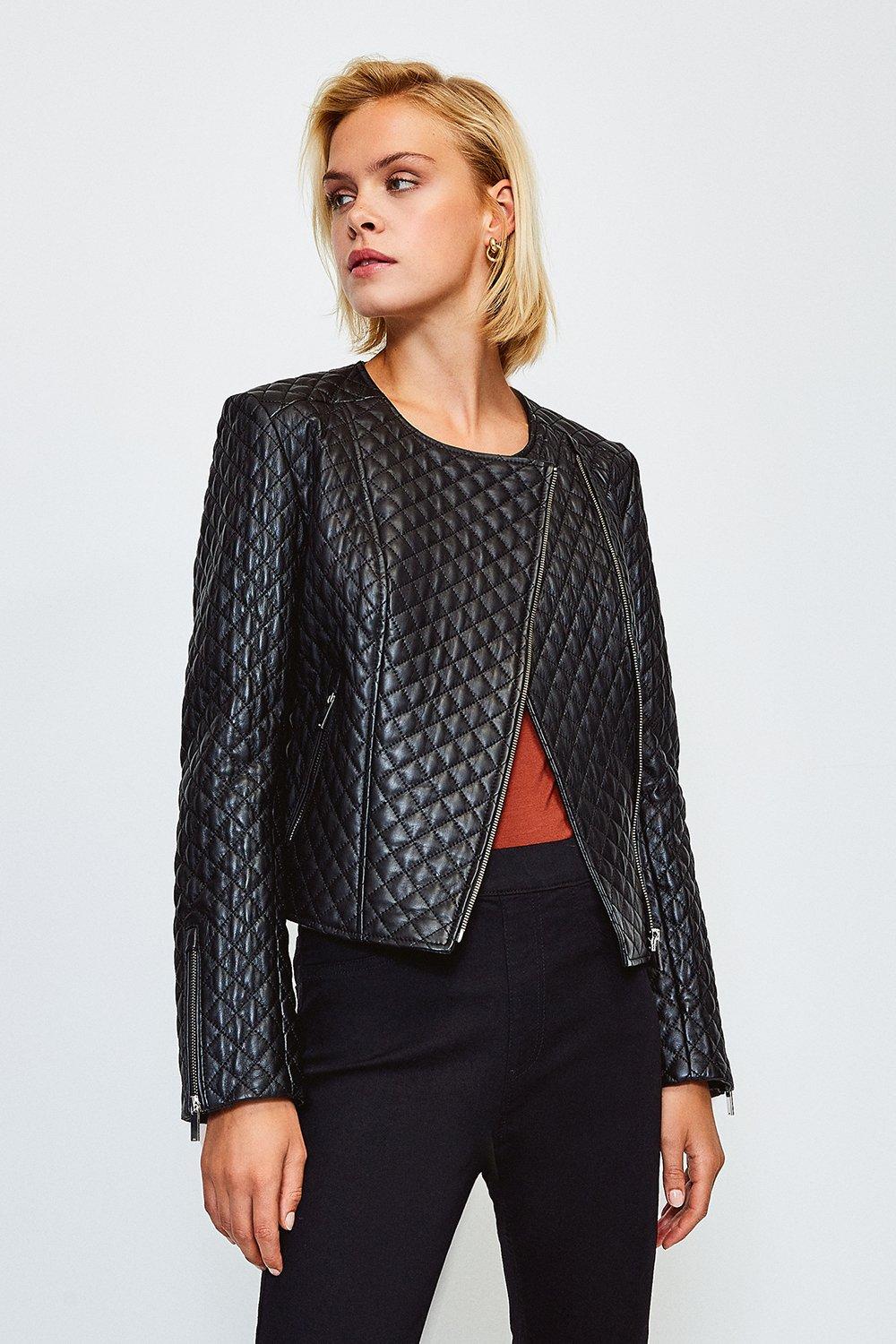 karen millen black leather jacket