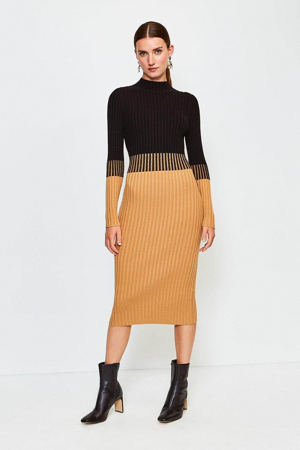 karen millen colourblock knit dress