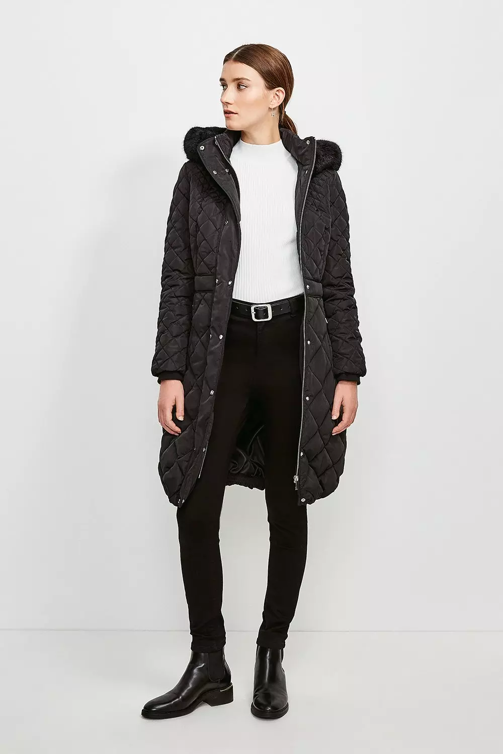 Karen millen black outlet quilted coat