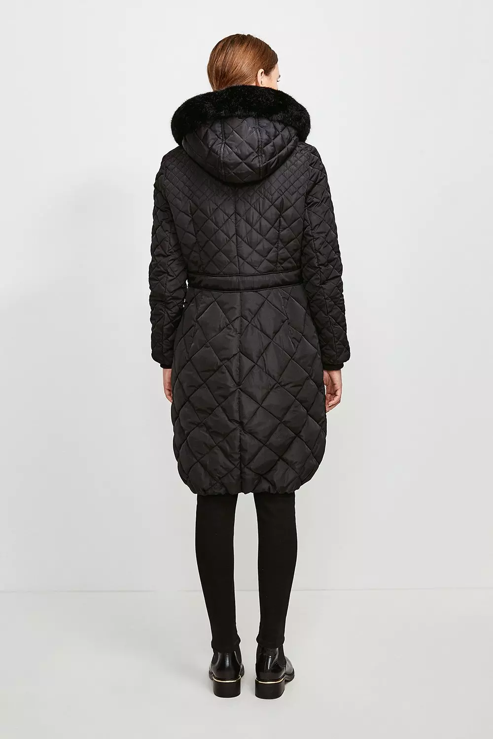 Karen millen padded coat with fur trim sale