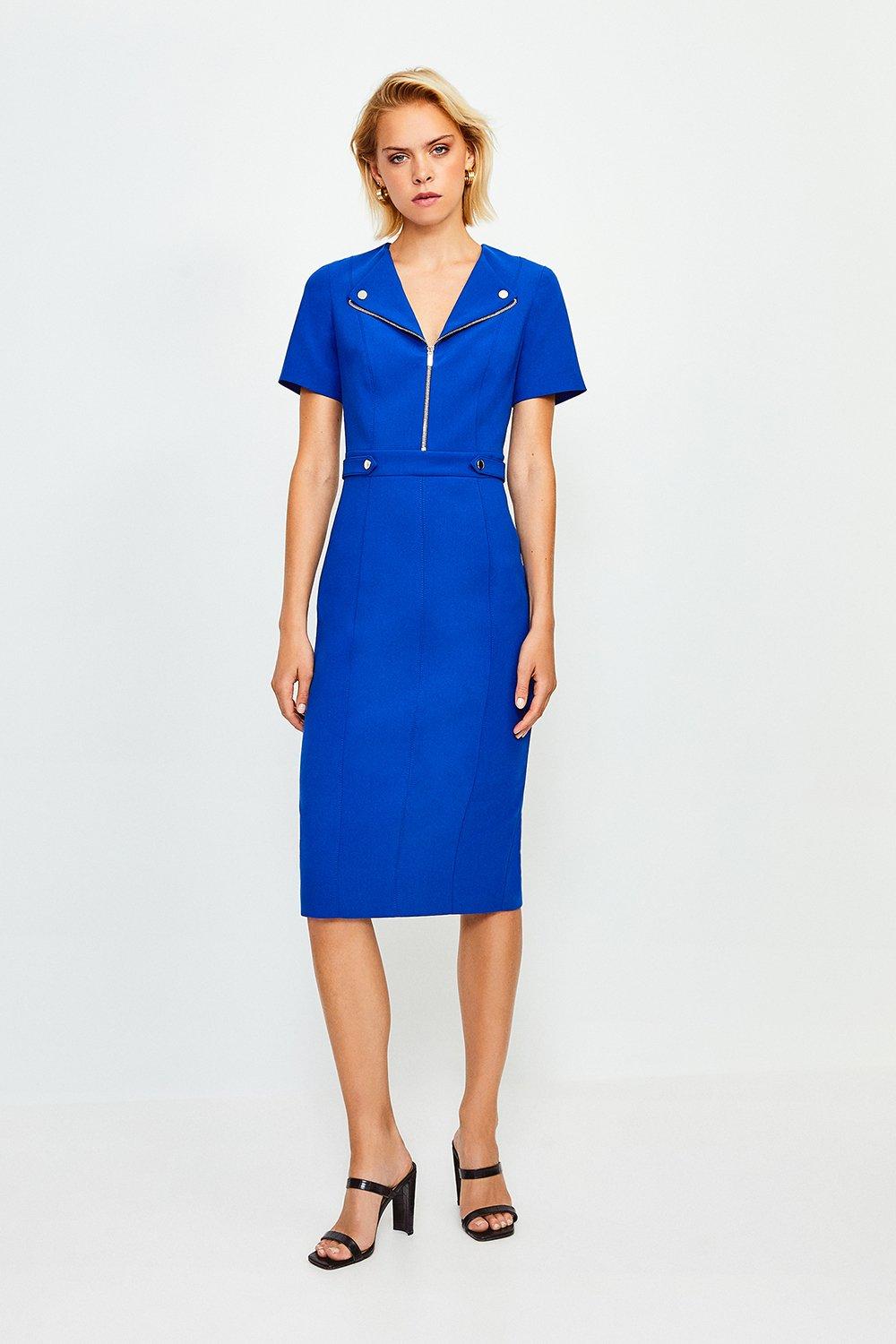 karen millen blue pencil dress