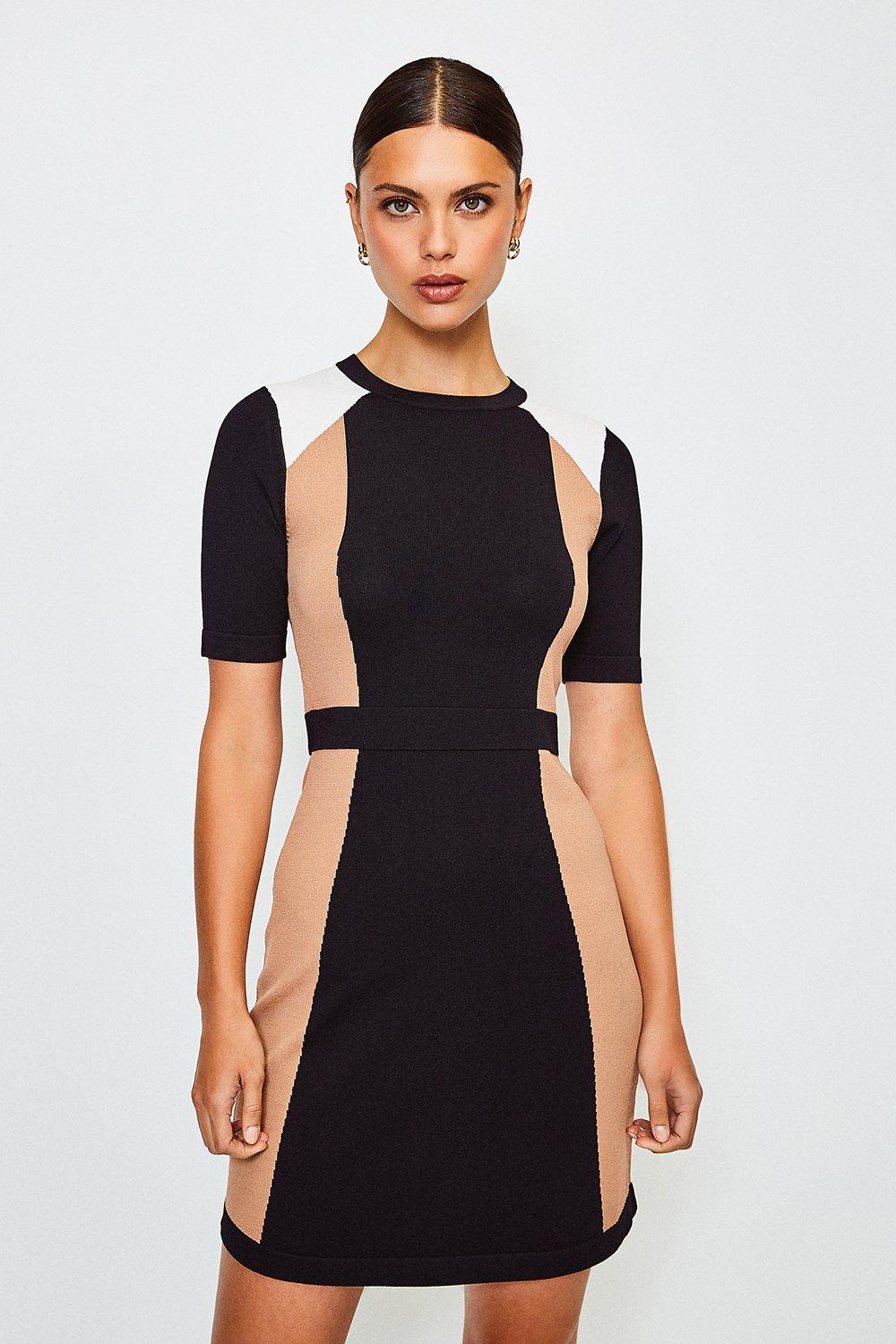 Color Block Knitted Dress Karen Millen