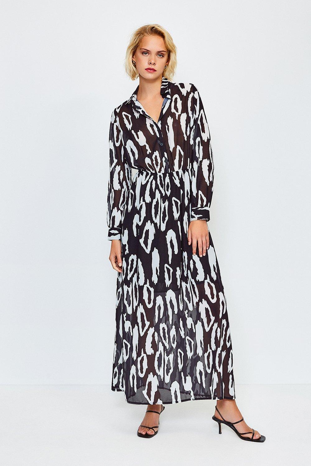 karen millen leopard print shirt dress