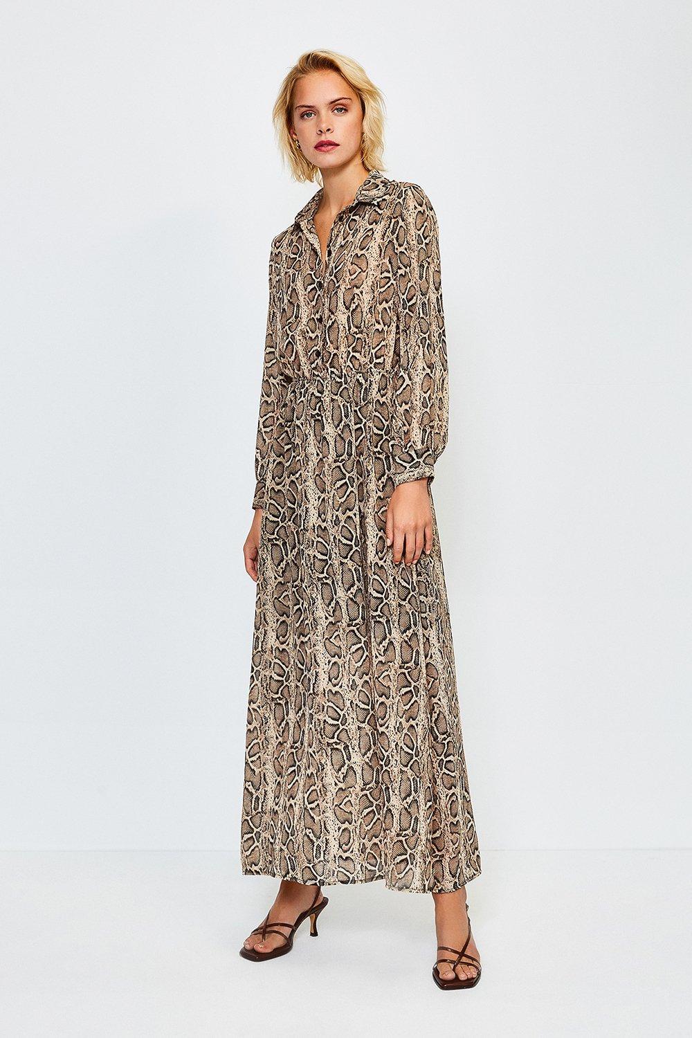 snake print shirt dress