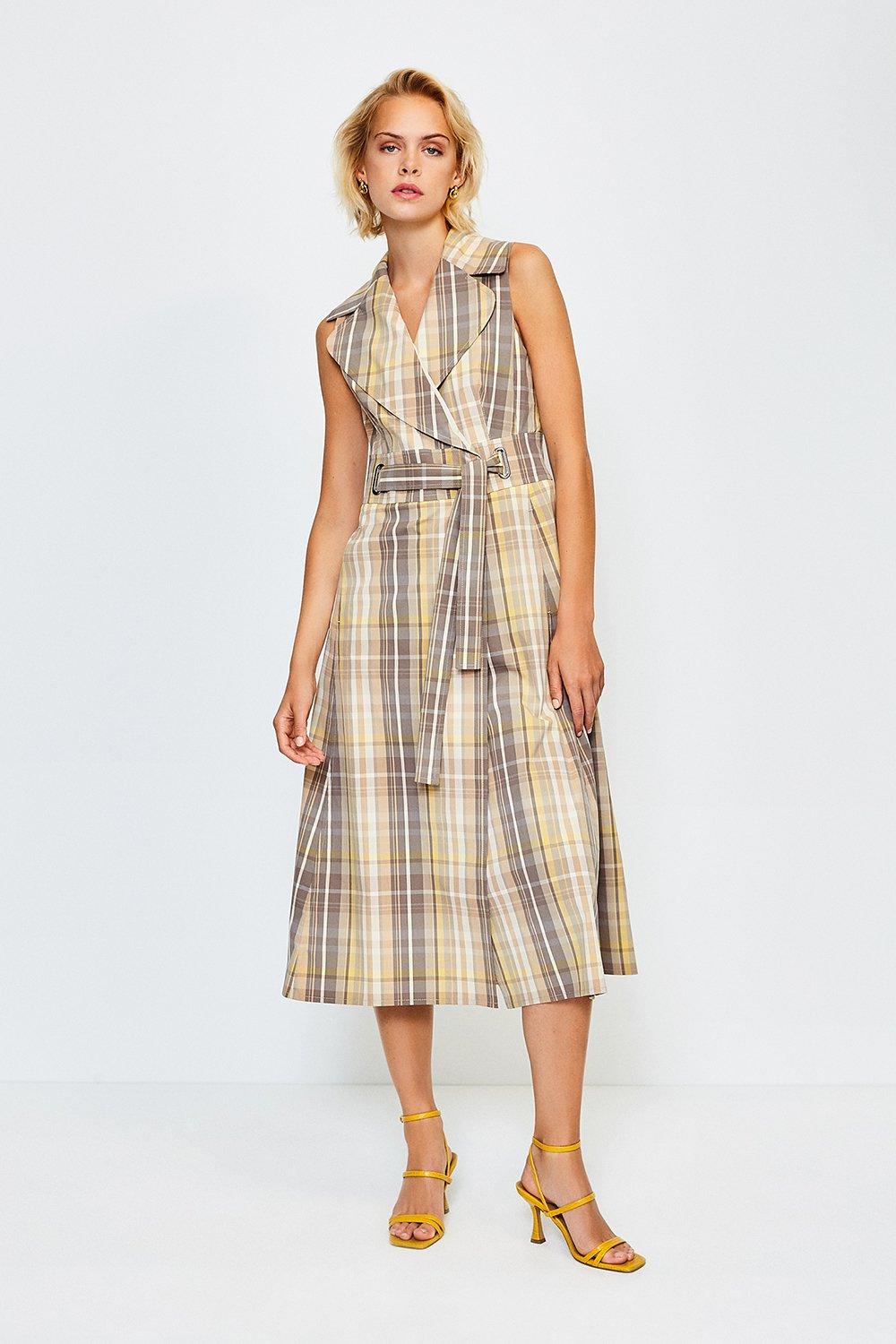 karen millen checked forever dress