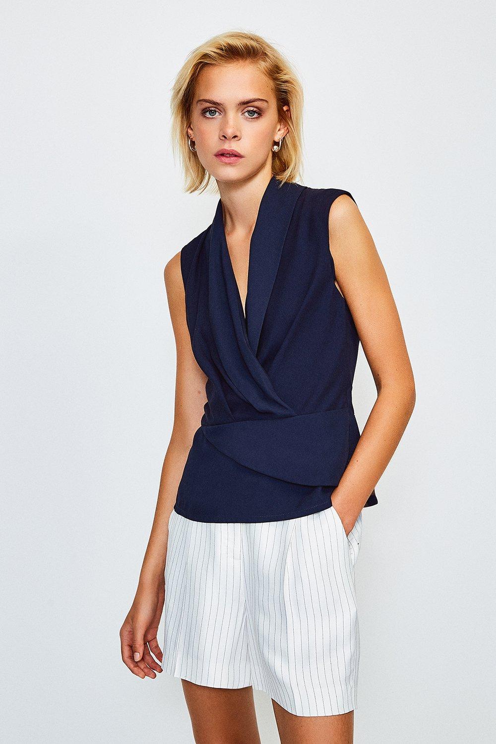 Sleeveless Drape Wrap Top Karen Millen