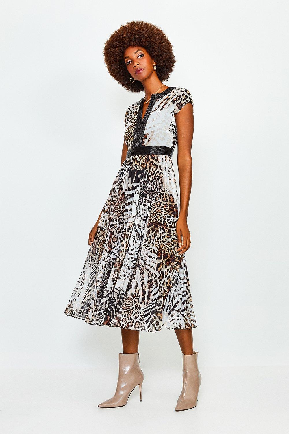 karen millen animal print midi dress