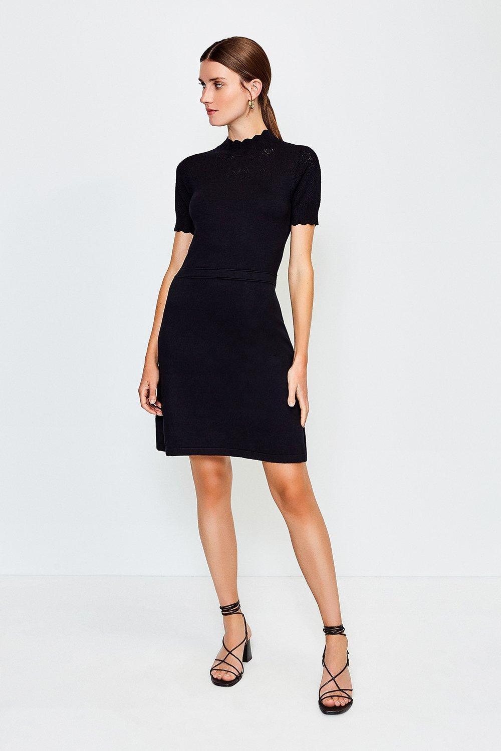 black knit dress short sleeve