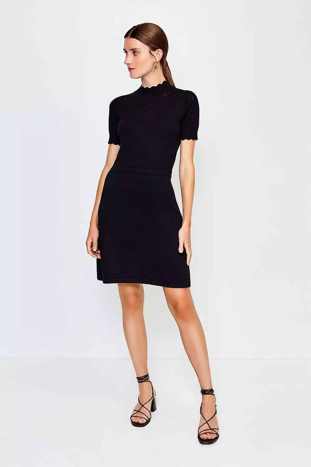 Pointelle Short Sleeve Knitted Dress Karen Millen