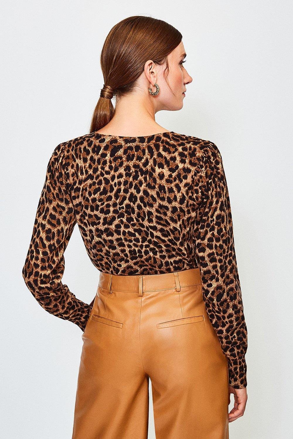 orange leopard print cardigan
