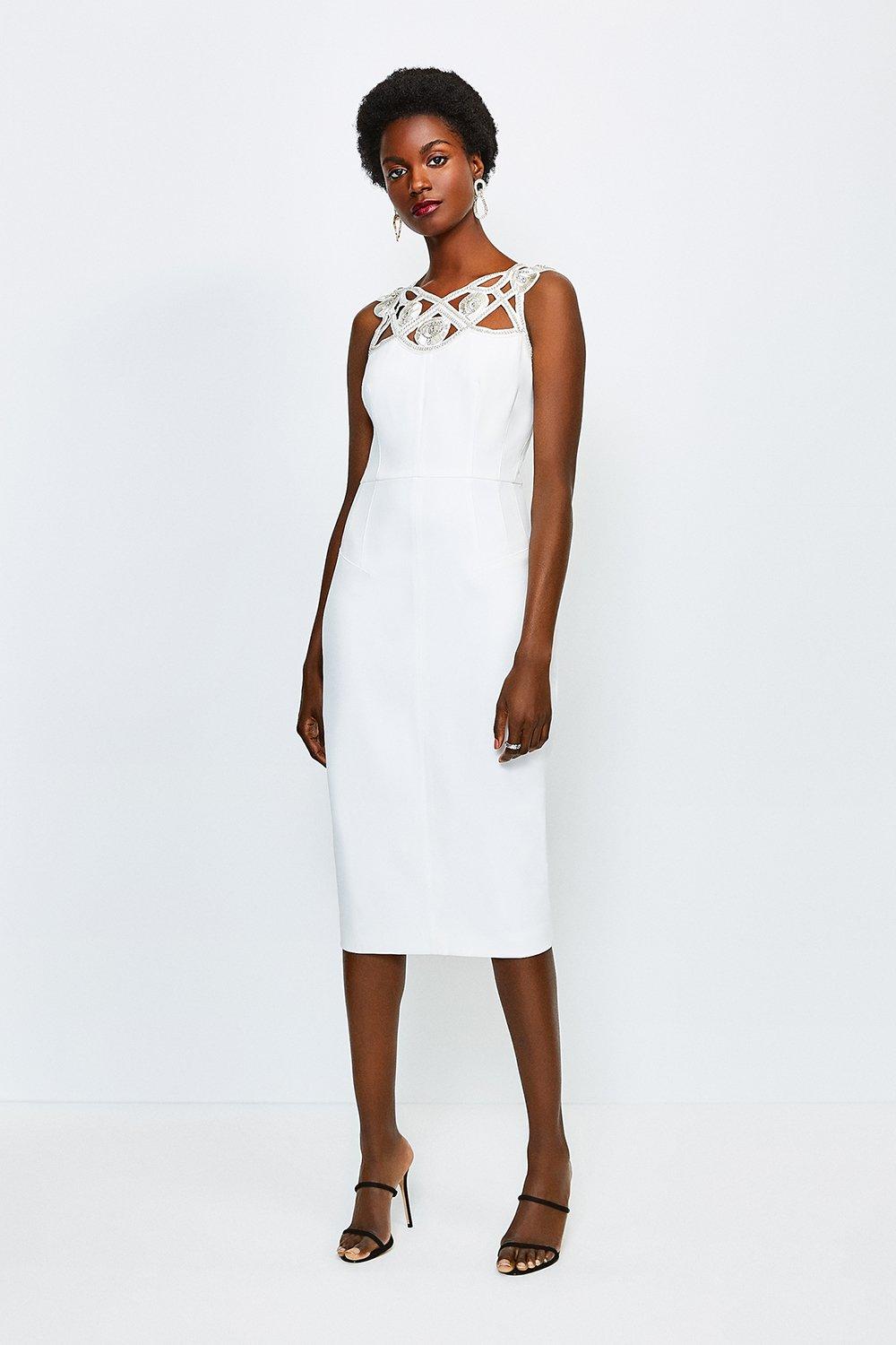 karen millen bianca midi dress