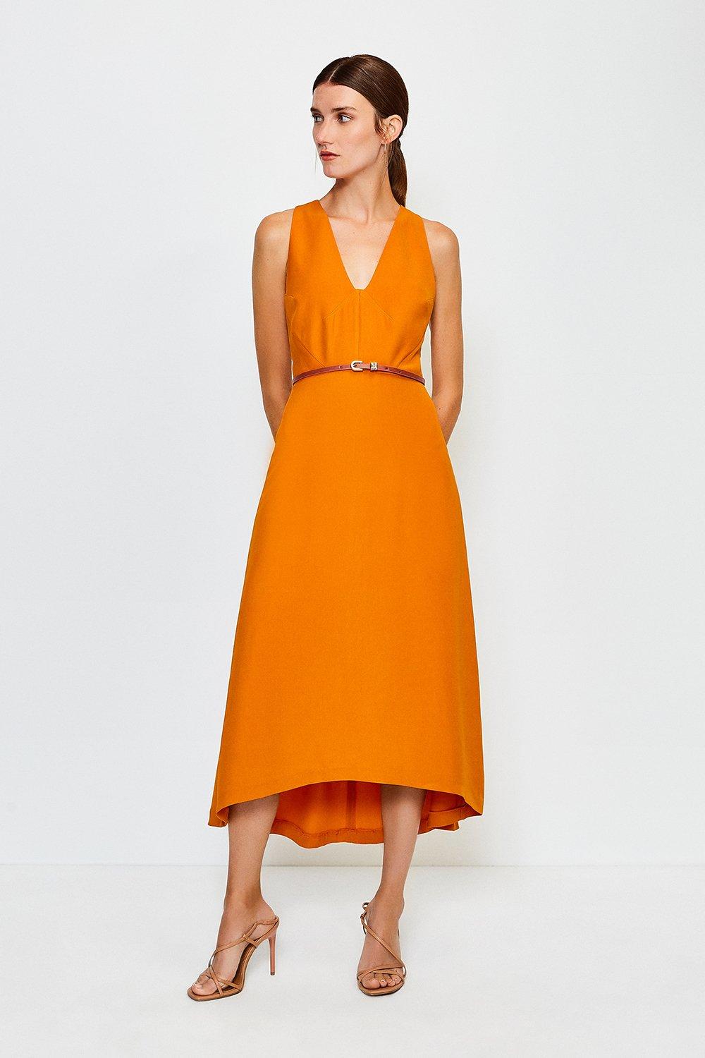 karen millen orange midi dress