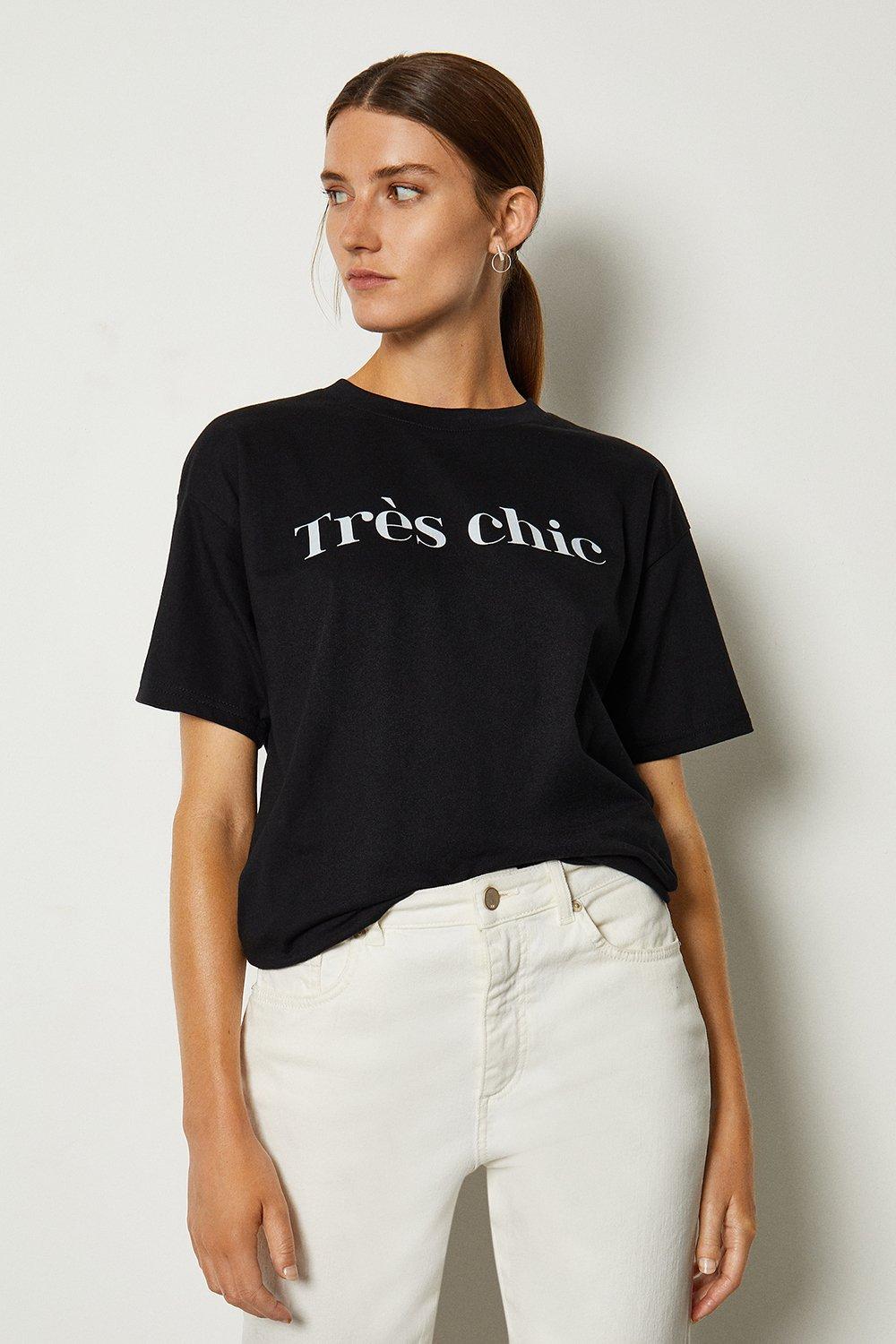 Tres Chic Slogan Cotton T Shirt | Karen Millen