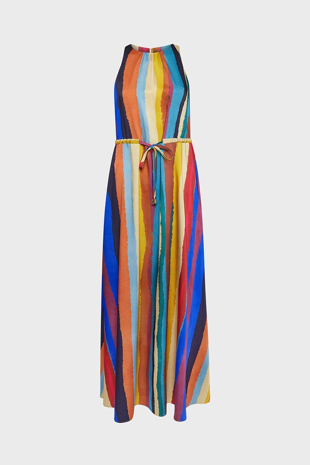 rainbow stripe midi dress