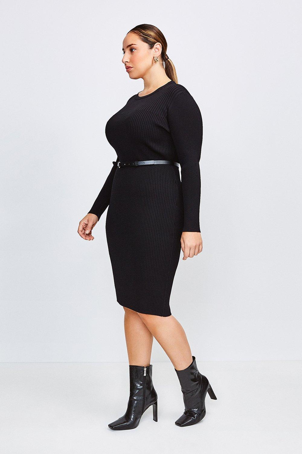 karen millen ribbed knit bodycon dress