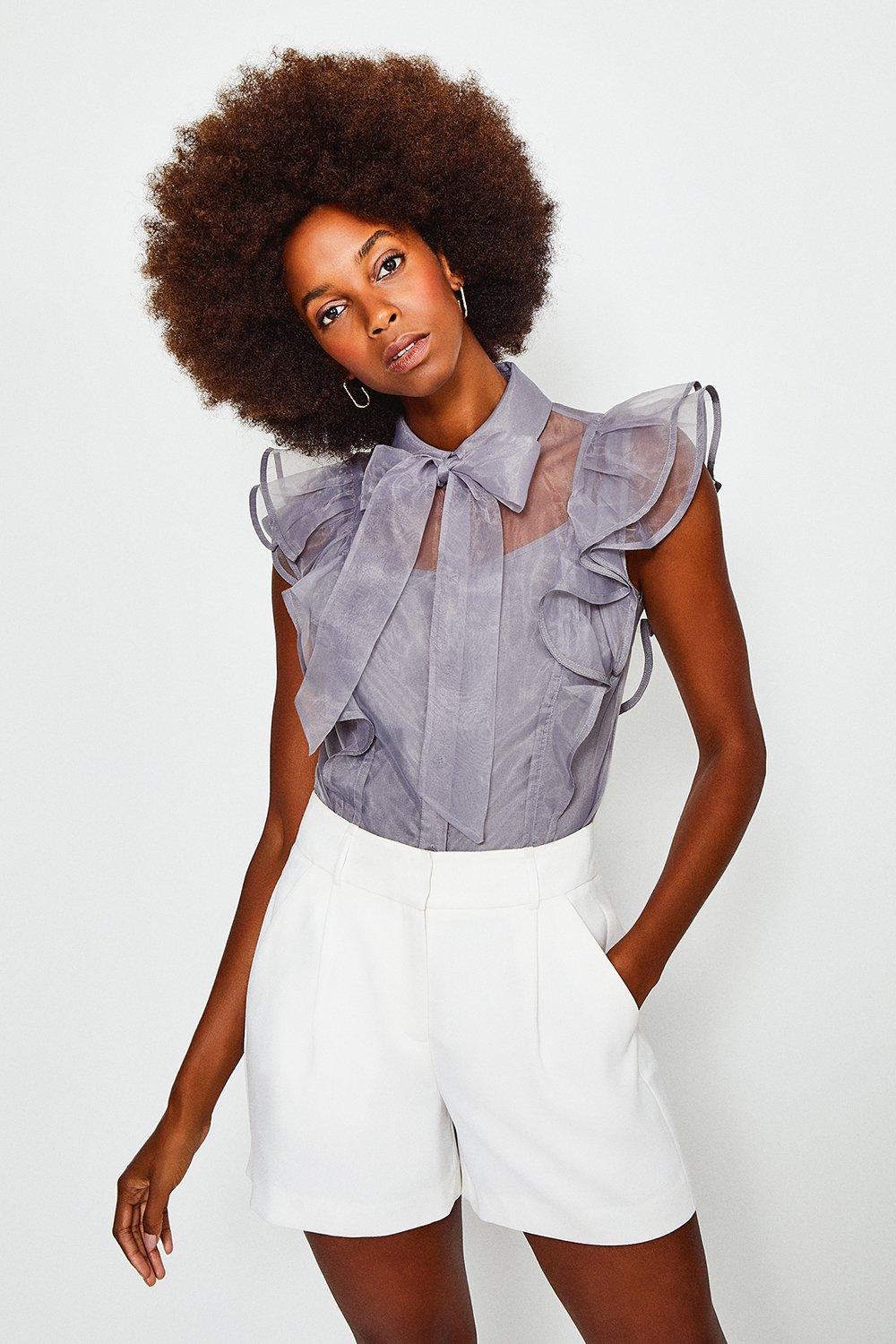grey ruffle top