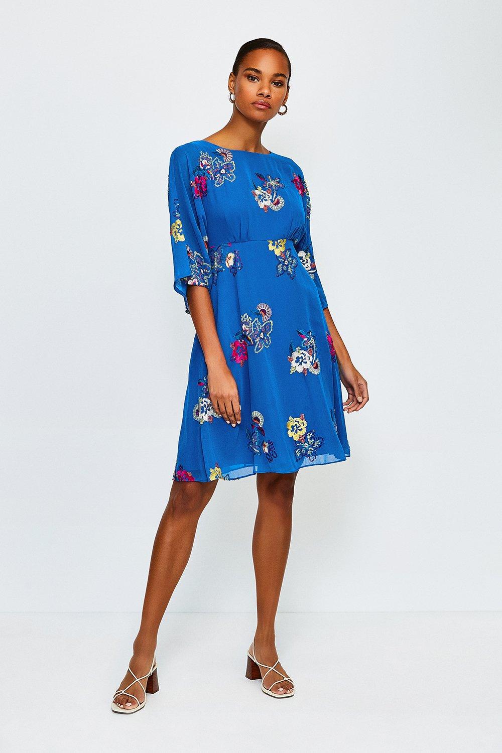 karen millen blue floral dress