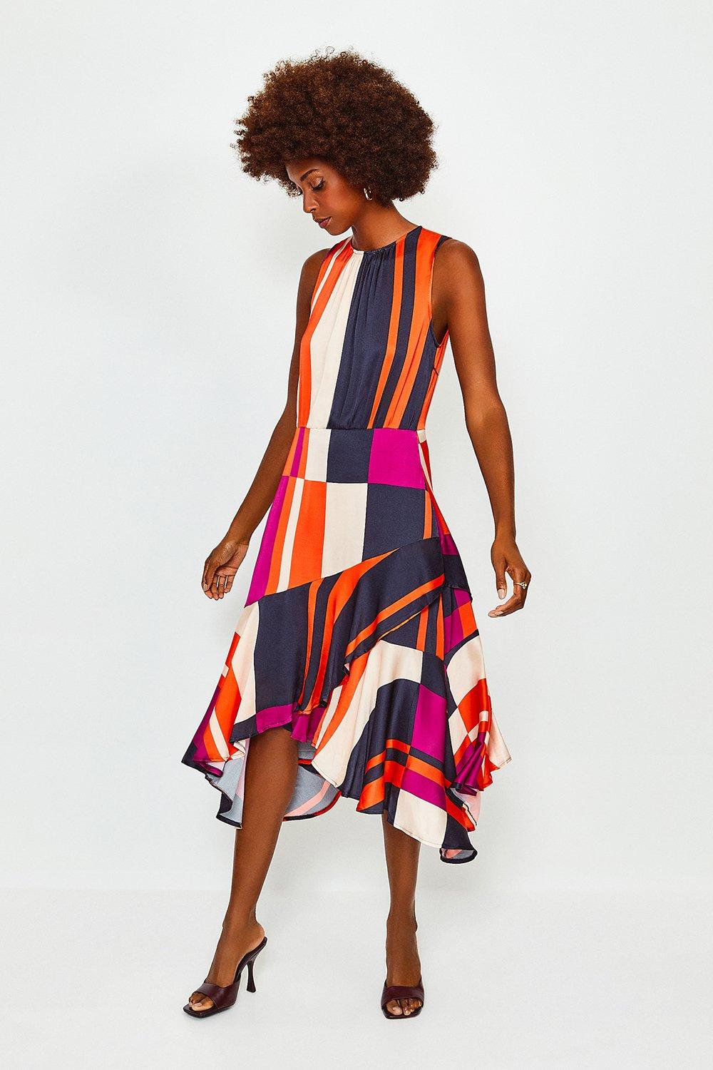 karen millen striped midi dress