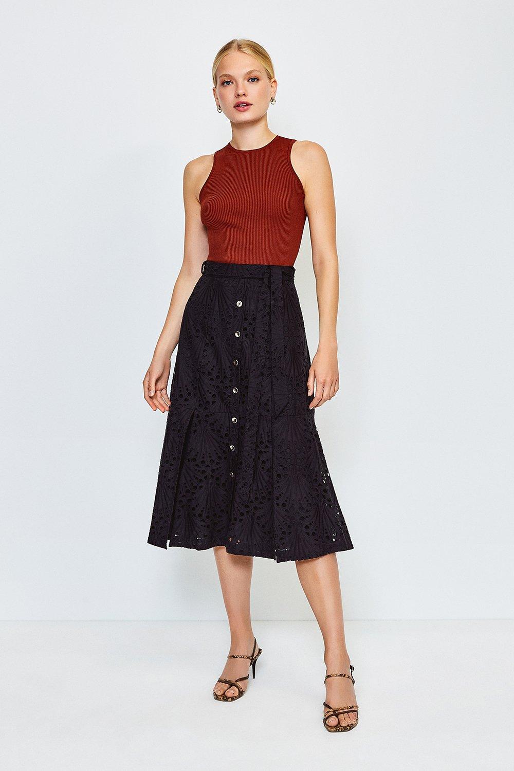 button up skirt long