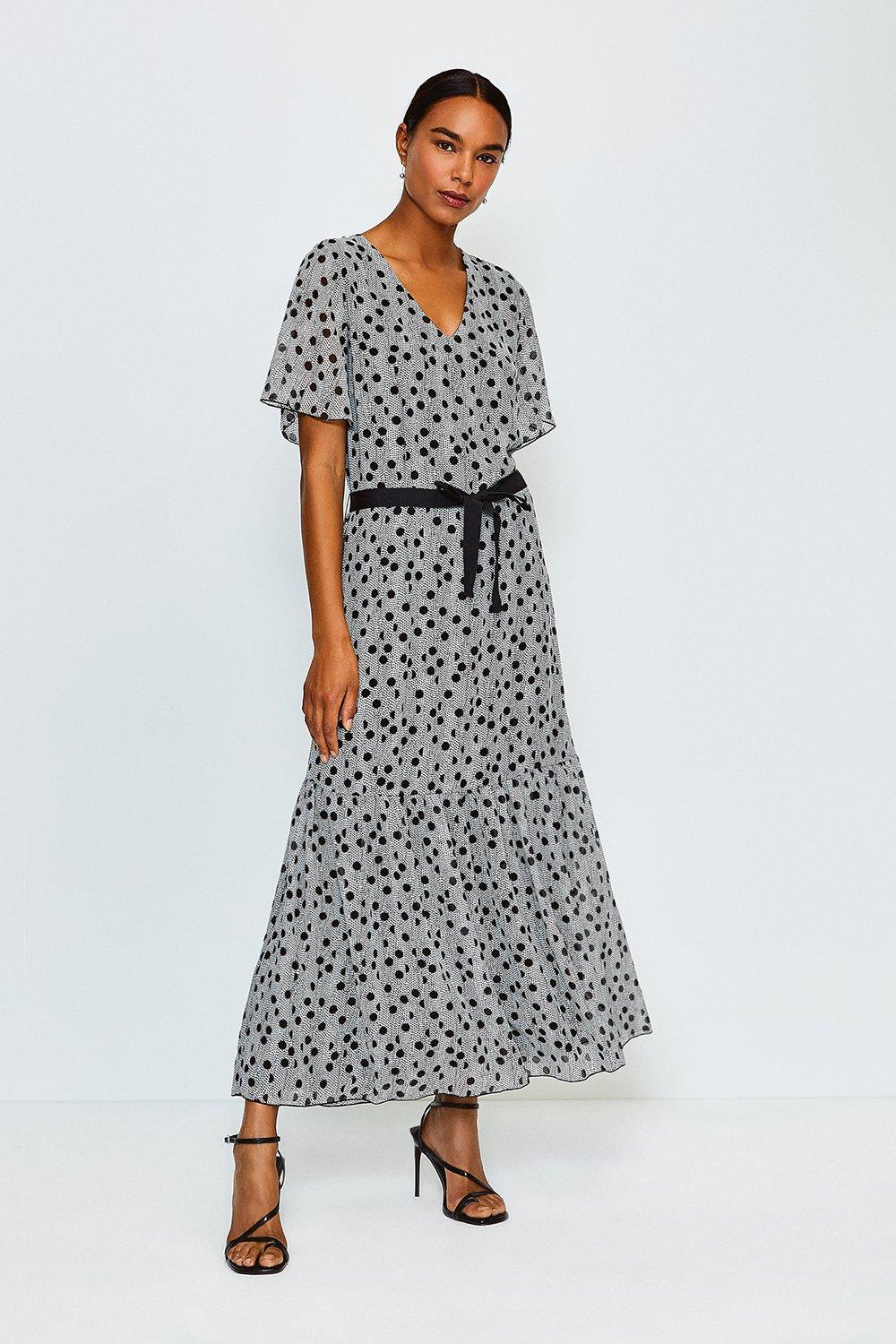 Spot Print Tiered Maxi Dress | Karen Millen