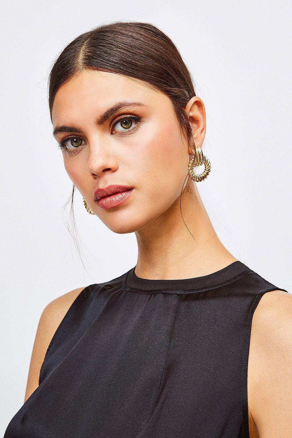 black satin shell top