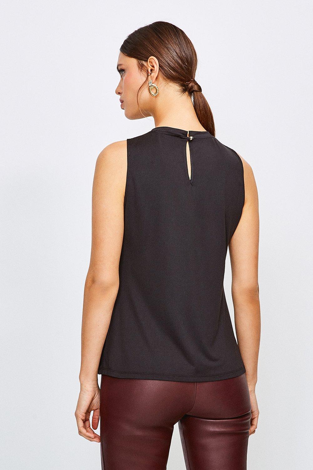black satin shell top