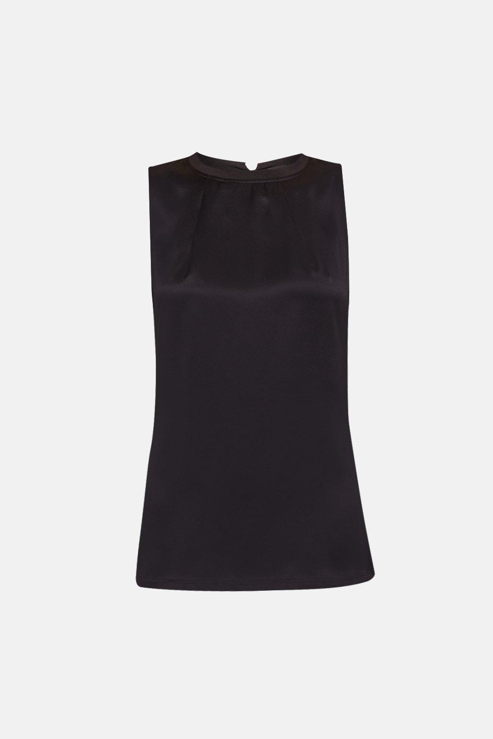 black satin shell top