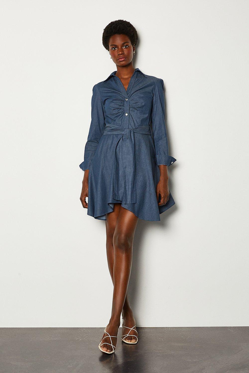 blue chambray shirt dress