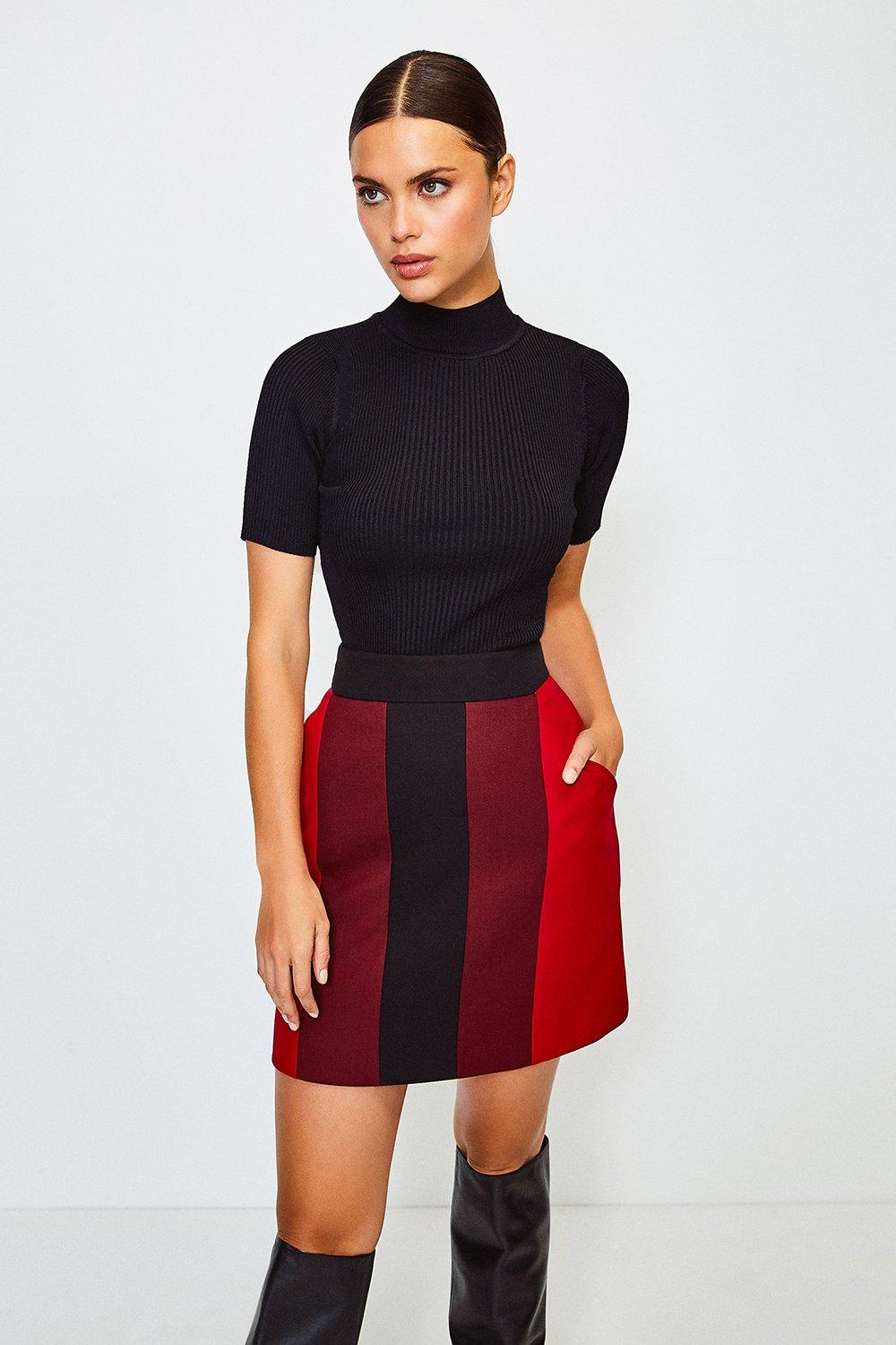 Wakker worden ding Eigen Color Blocked A-Line Skirt | Karen Millen