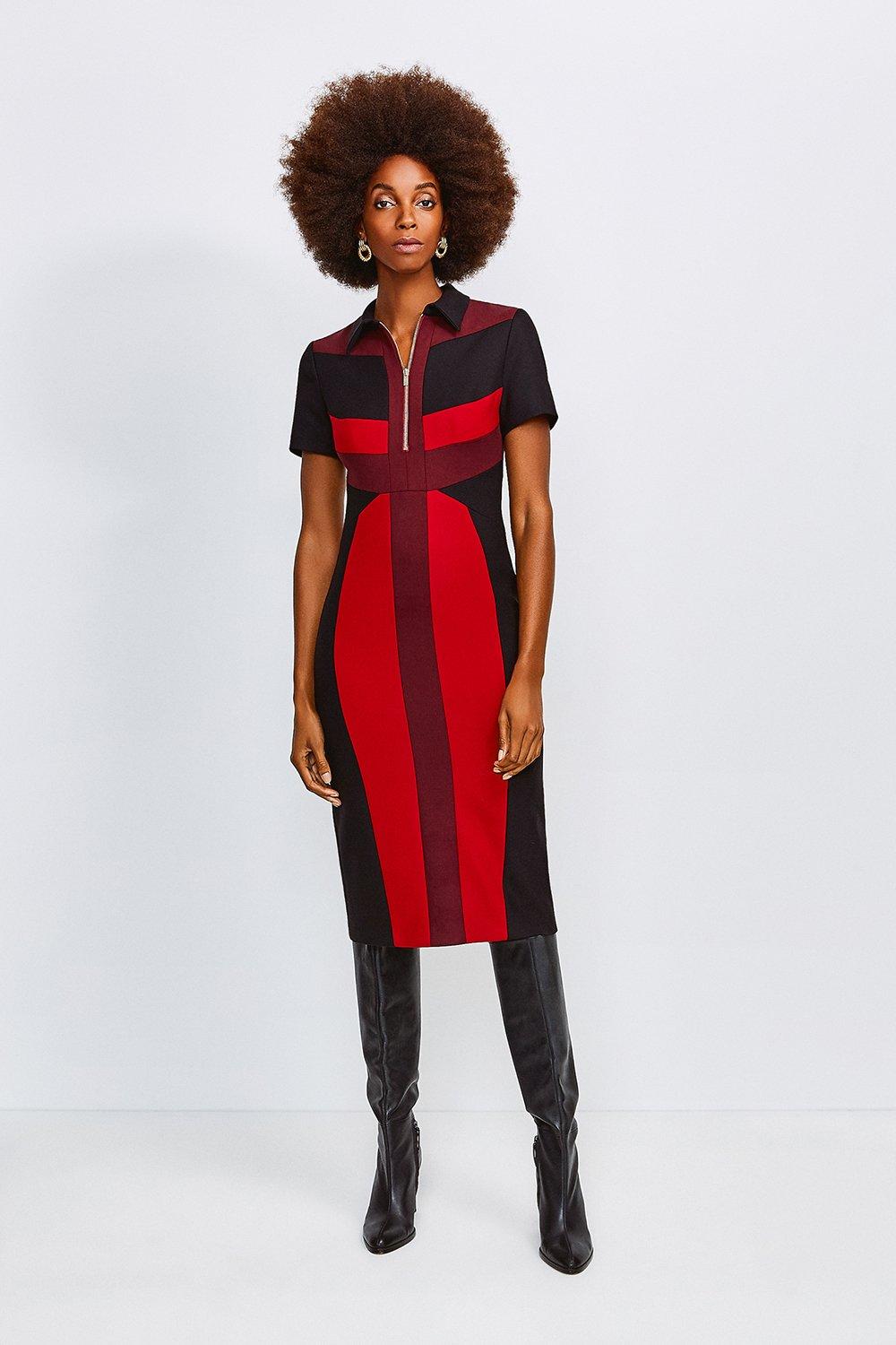 karen millen colour block leopard print dress