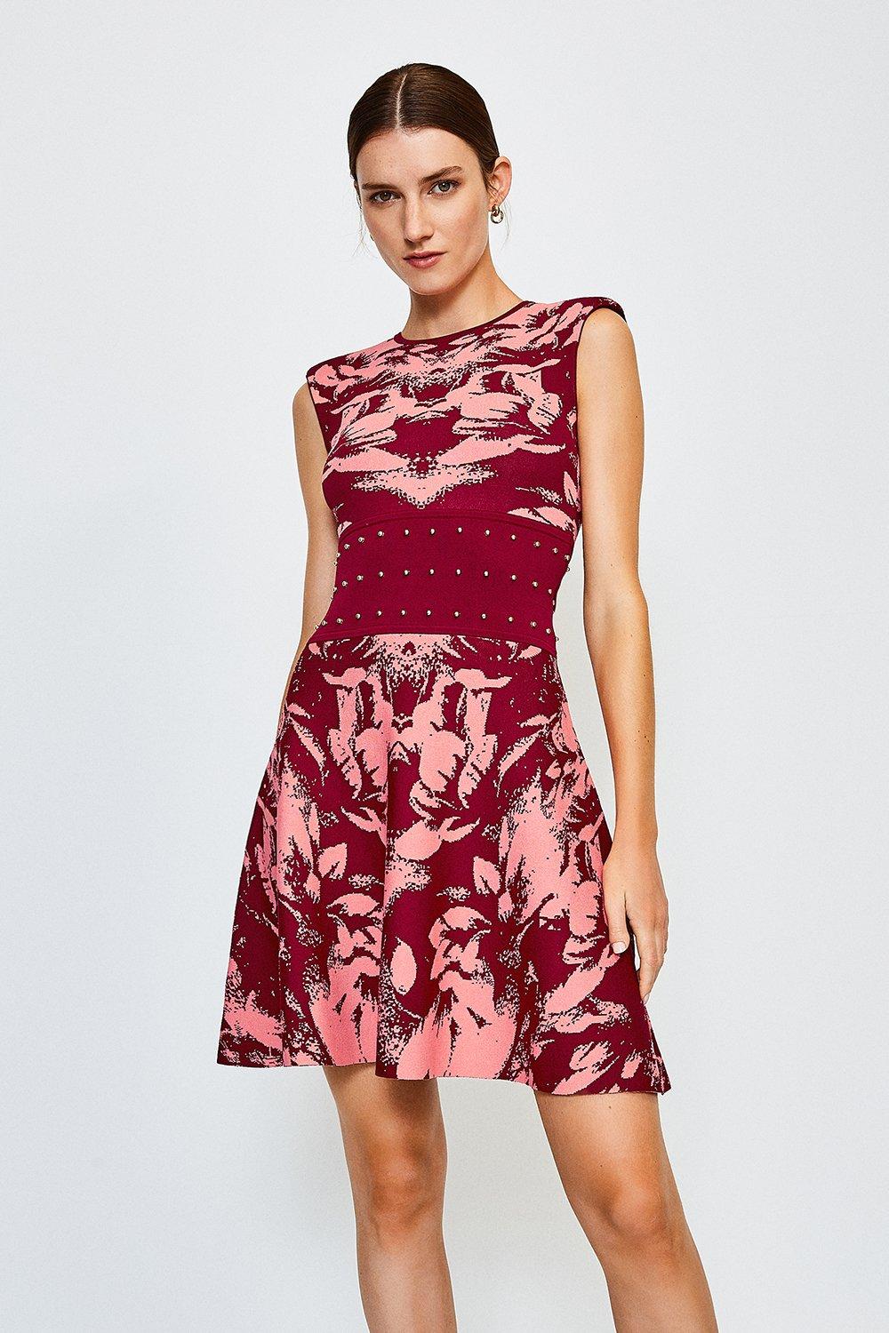 Floral Jacquard Knitted Dress | Karen Millen