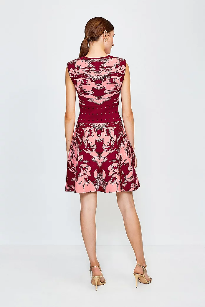 Floral Jacquard Knitted Dress