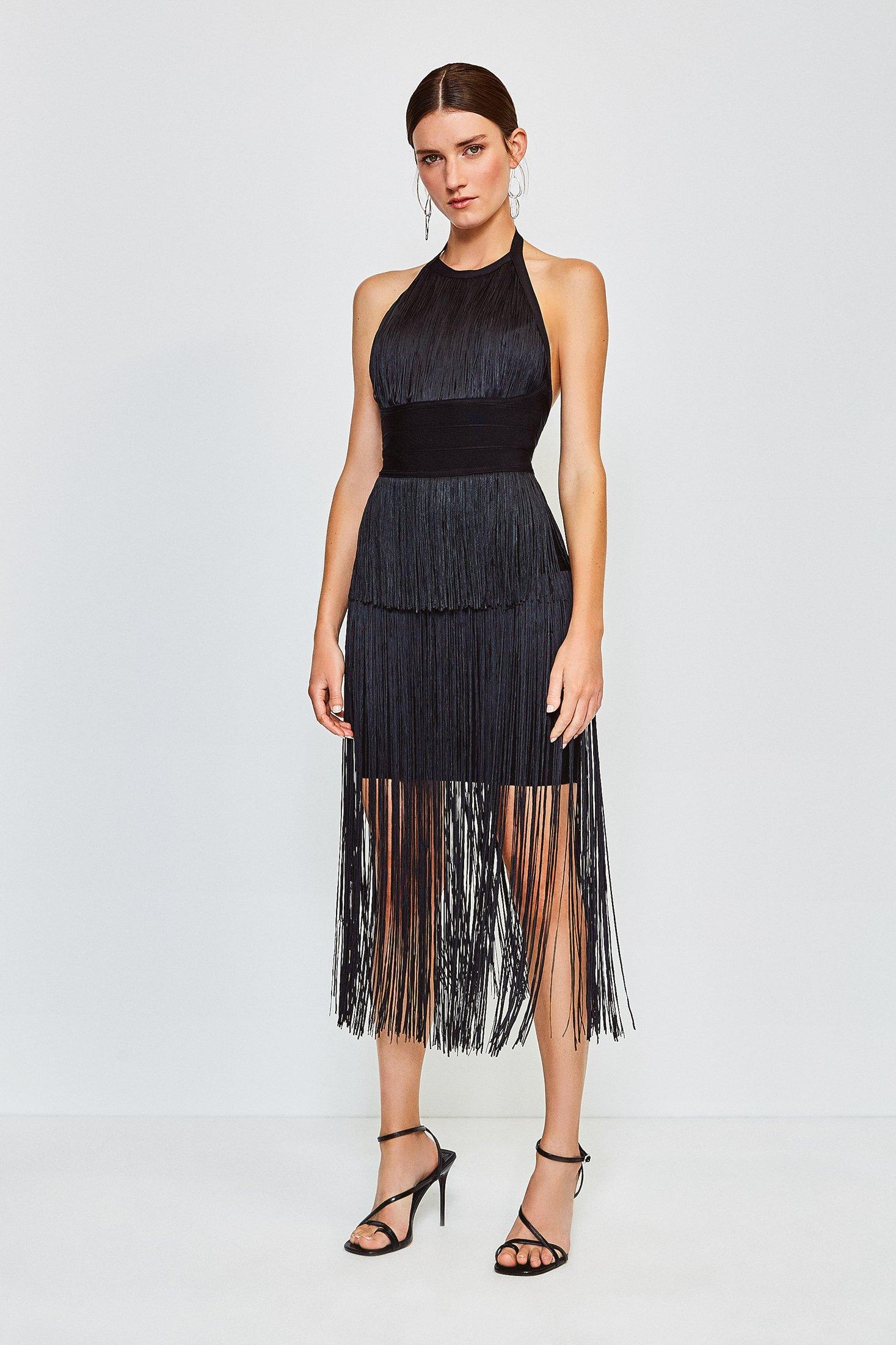 Fringe Bandage Knit Dress | Karen Millen