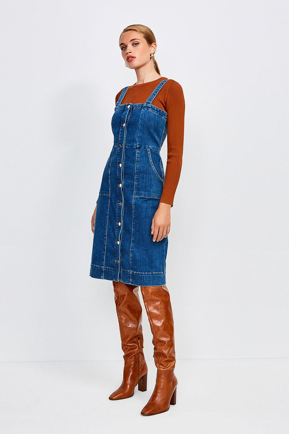 denim popper dress