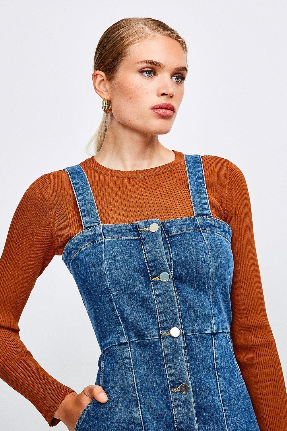 denim popper dress