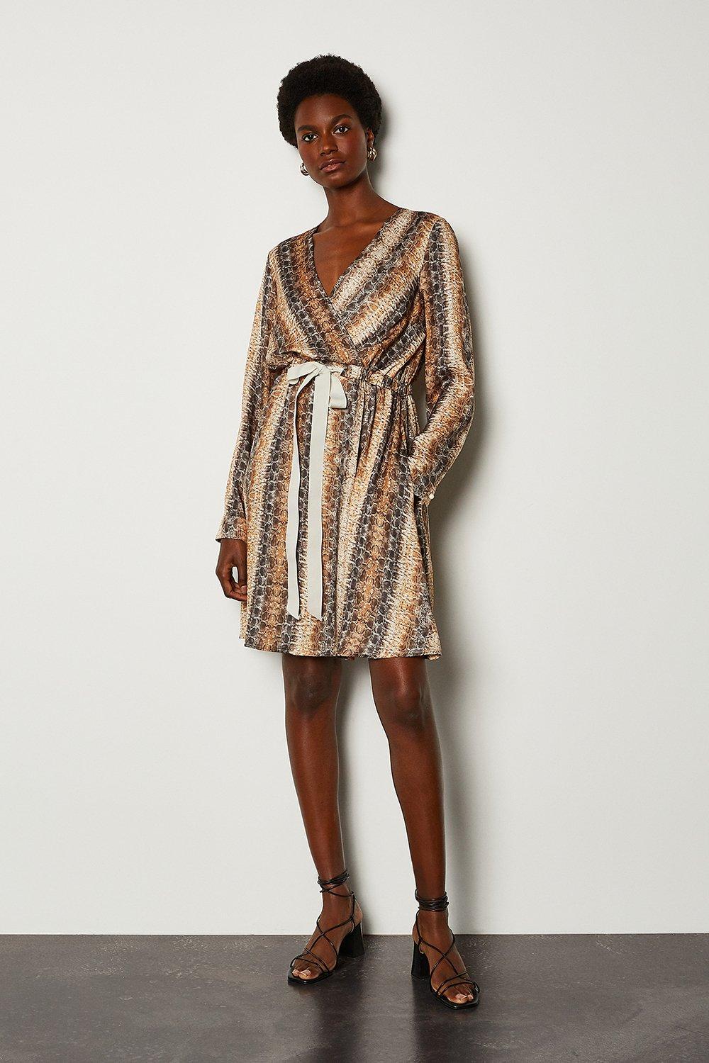 wrap dress snake print