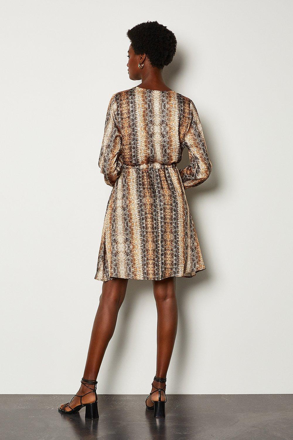 grey snake print wrap dress