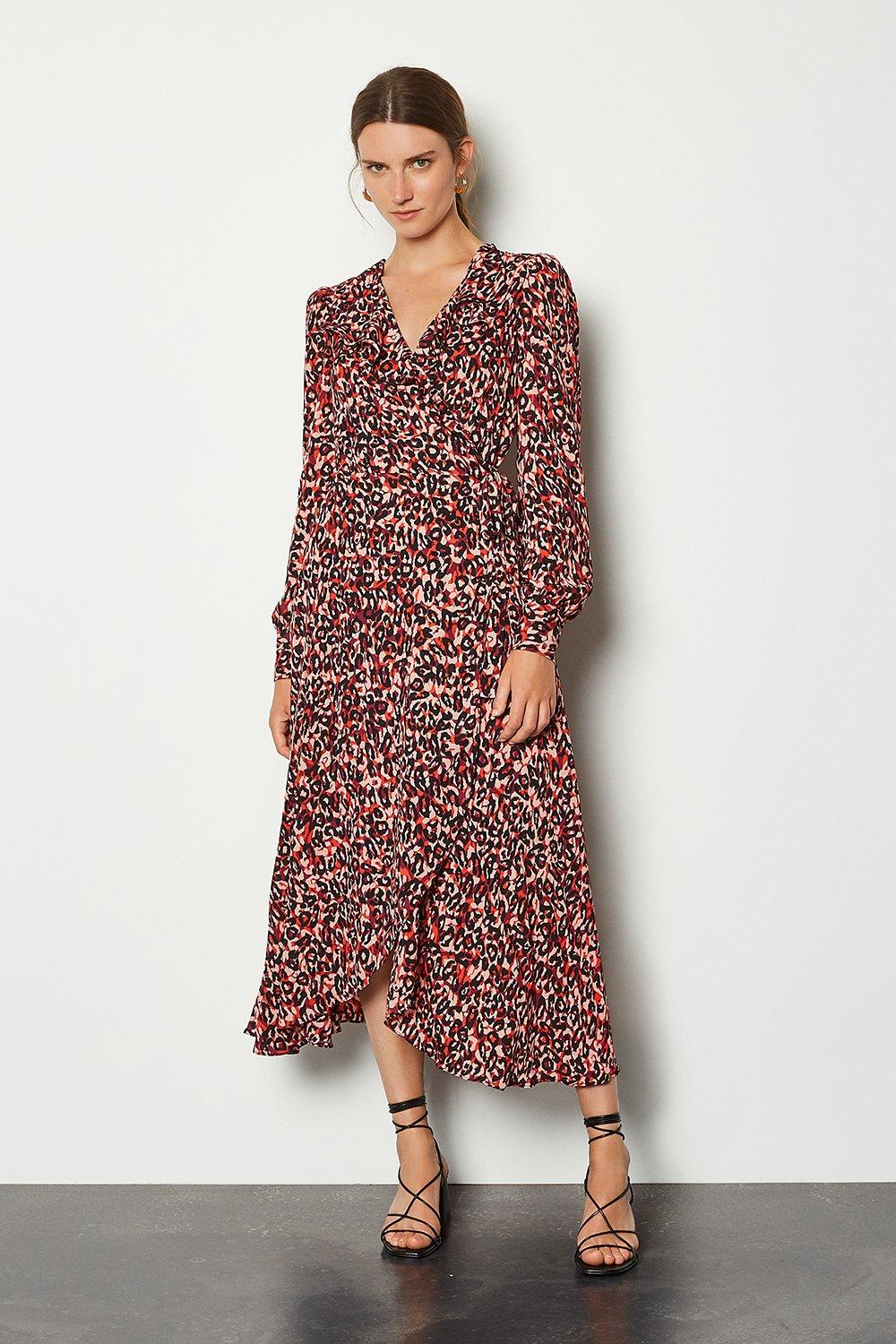 karen millen red leopard maxi dress