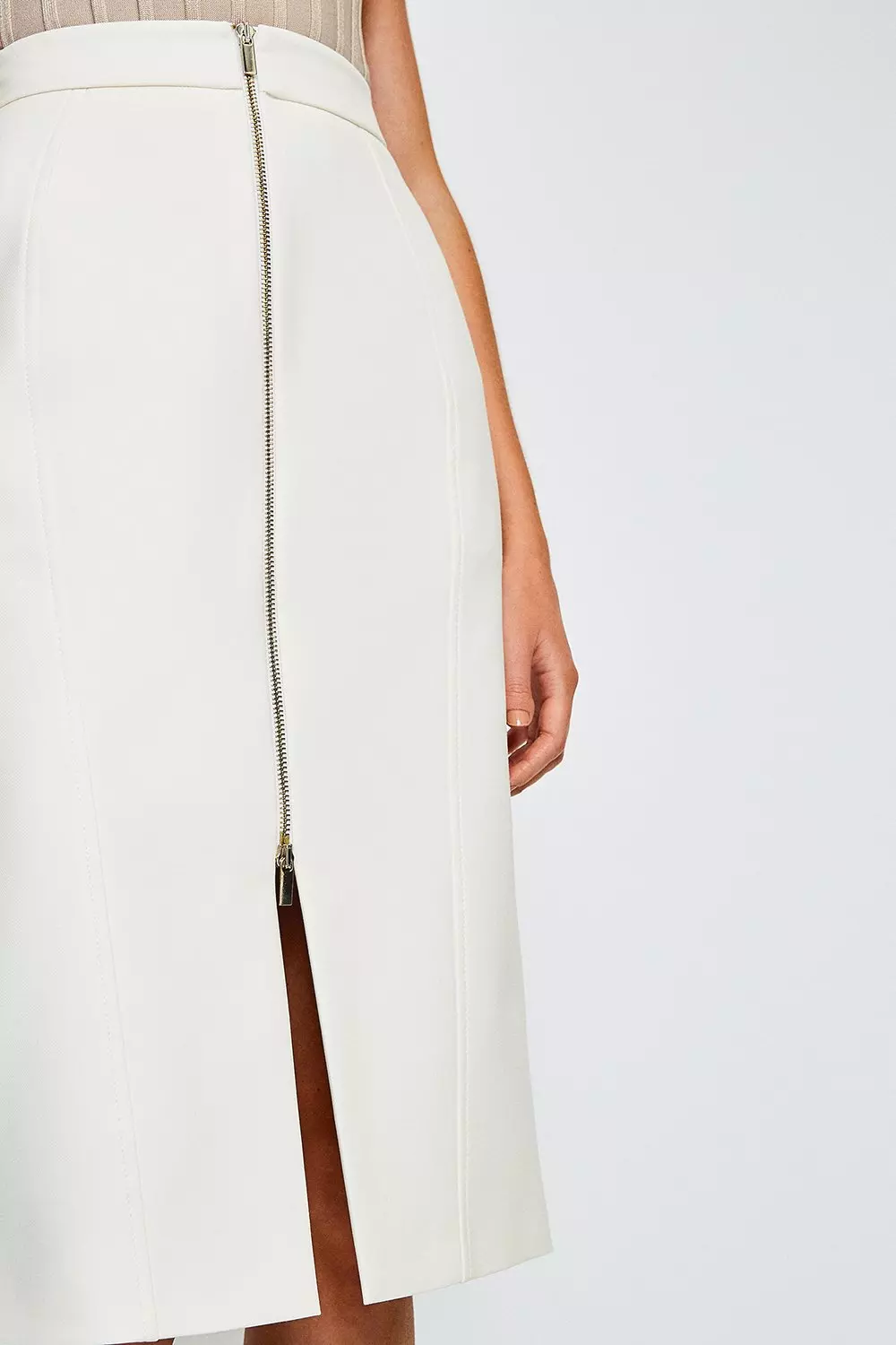 White pencil 2025 skirt with zipper