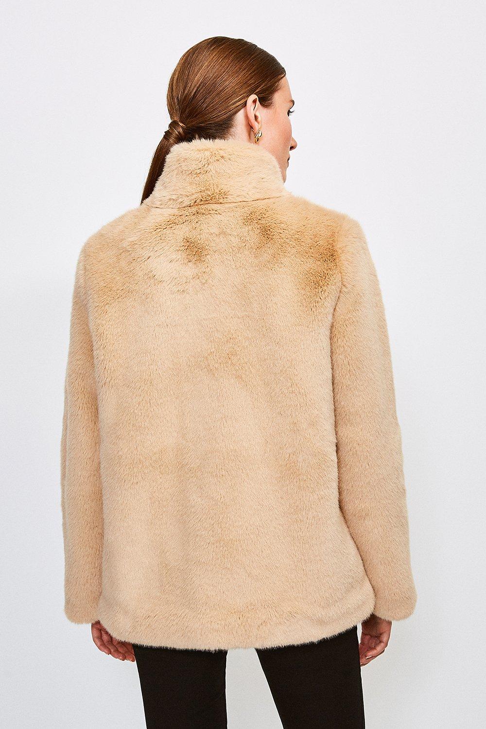 funnel neck fur coat