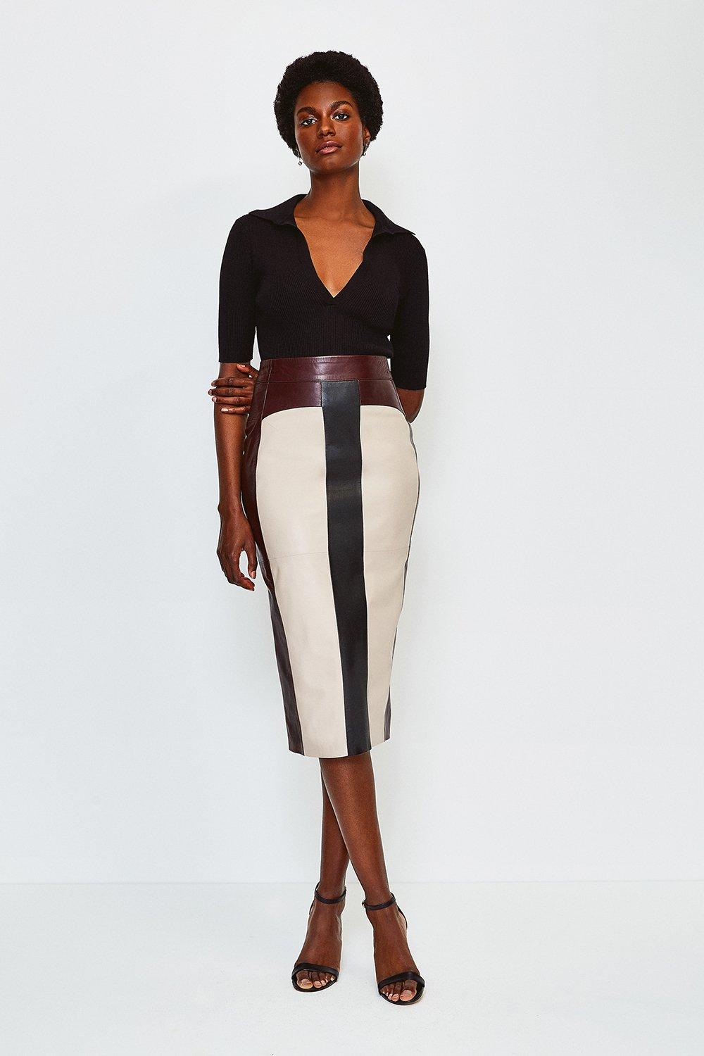 karen millen leather skirt