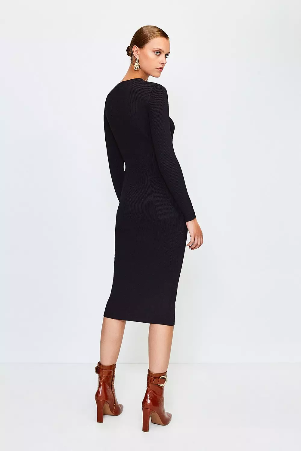 Long sleeve shop midi ribbed dress