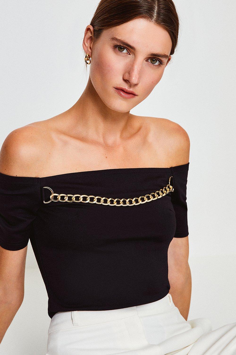 karen millen black bardot top